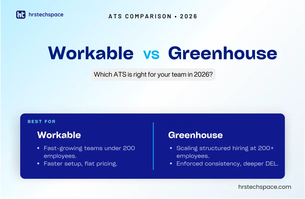 Workable vs. Greenhouse ATS comparison with pricing, features, and hiring tools.